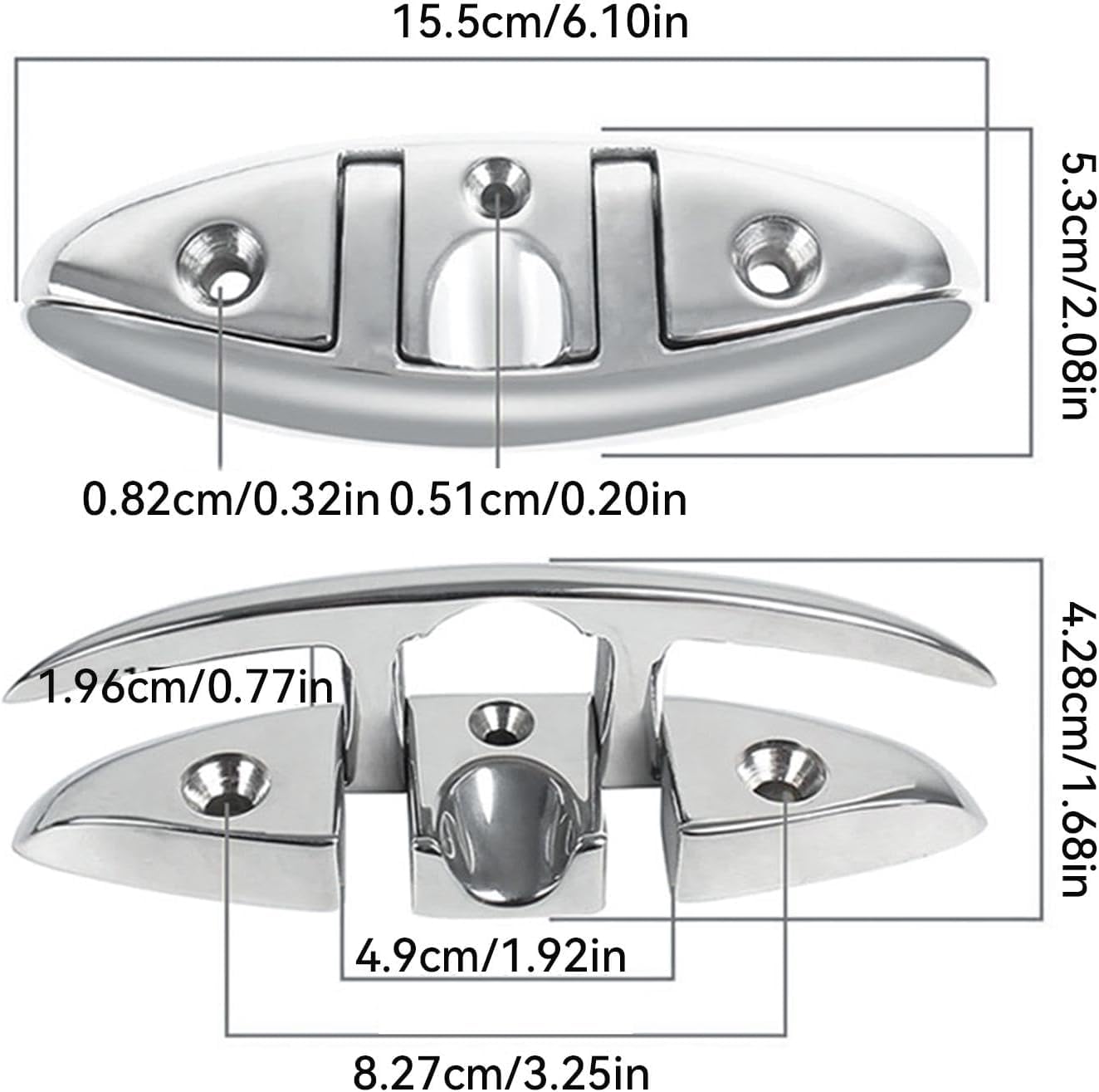 TREPPE 4 Piezas - Cornamusa para Barco, Accesorios de Amarre para Barco Acero Inoxidable (6 Pulgadas / 15cm)