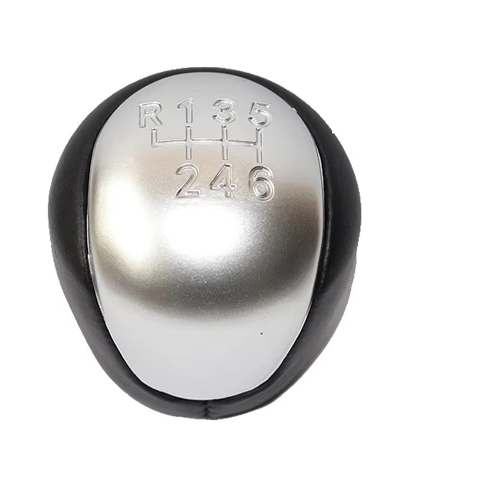 Sczmbltlnv Silver Car Gear Stick Knob 6 Speed Manual Chrome Leather Car Gear Stick Shift Knob Gearbox Boot For Actyon Korando