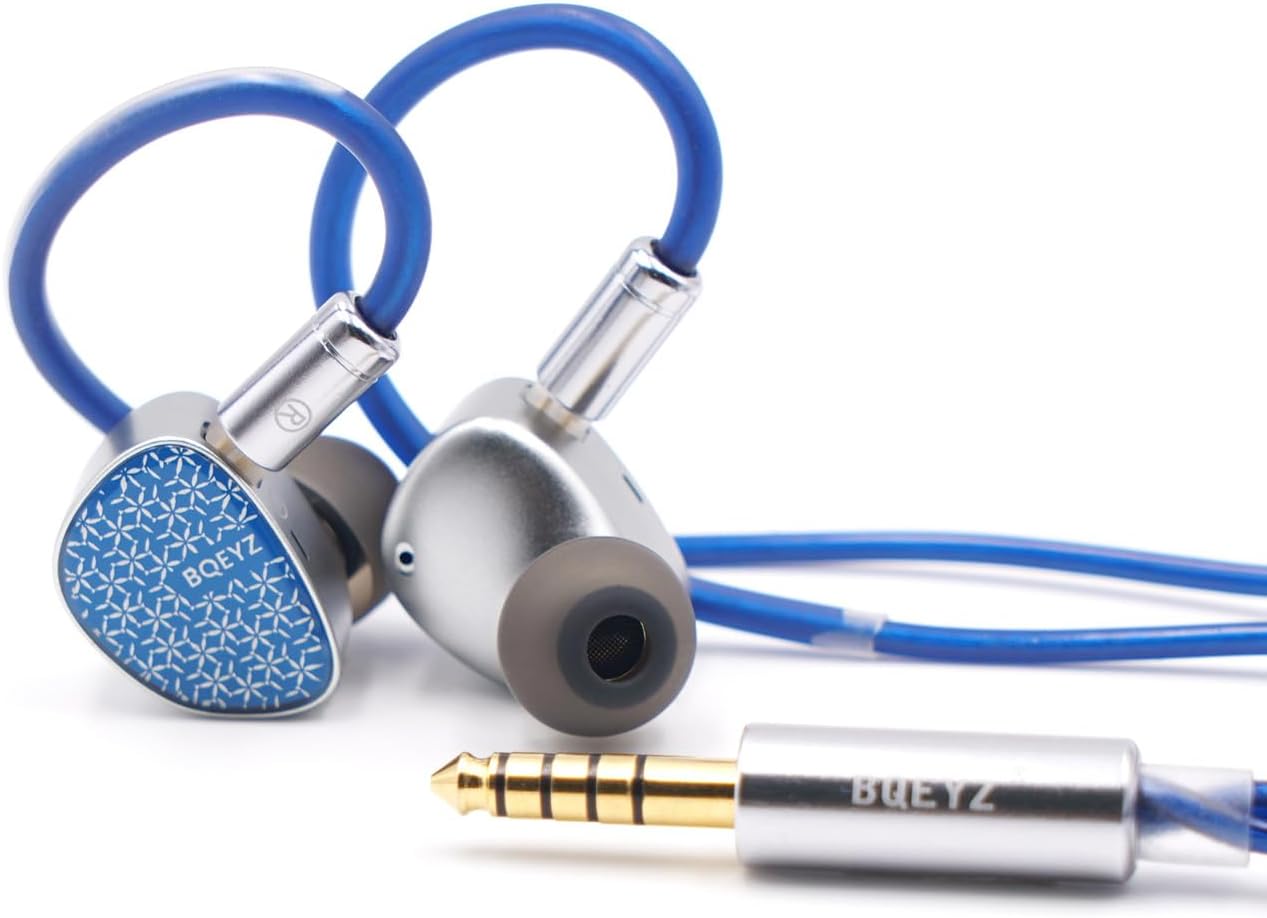 BQEYZ Weather Series Frost Wired Earbuds Micro Planar Drive Dynamic Hybrid Driver In-Ear Monitor 0.78mm 2pin Connector In-Ear Glass Faceplate Blue (4.4mm)