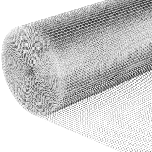 Hardware Cloth 1/2 inch 48 x 100 ft Galvanized Chicken Wire Fencing 16 Gauge Heavy Duty Hot Dip Galvanized Wire Fence Roll for Chicken Poultry Coop Animal Fencing Garden Protection