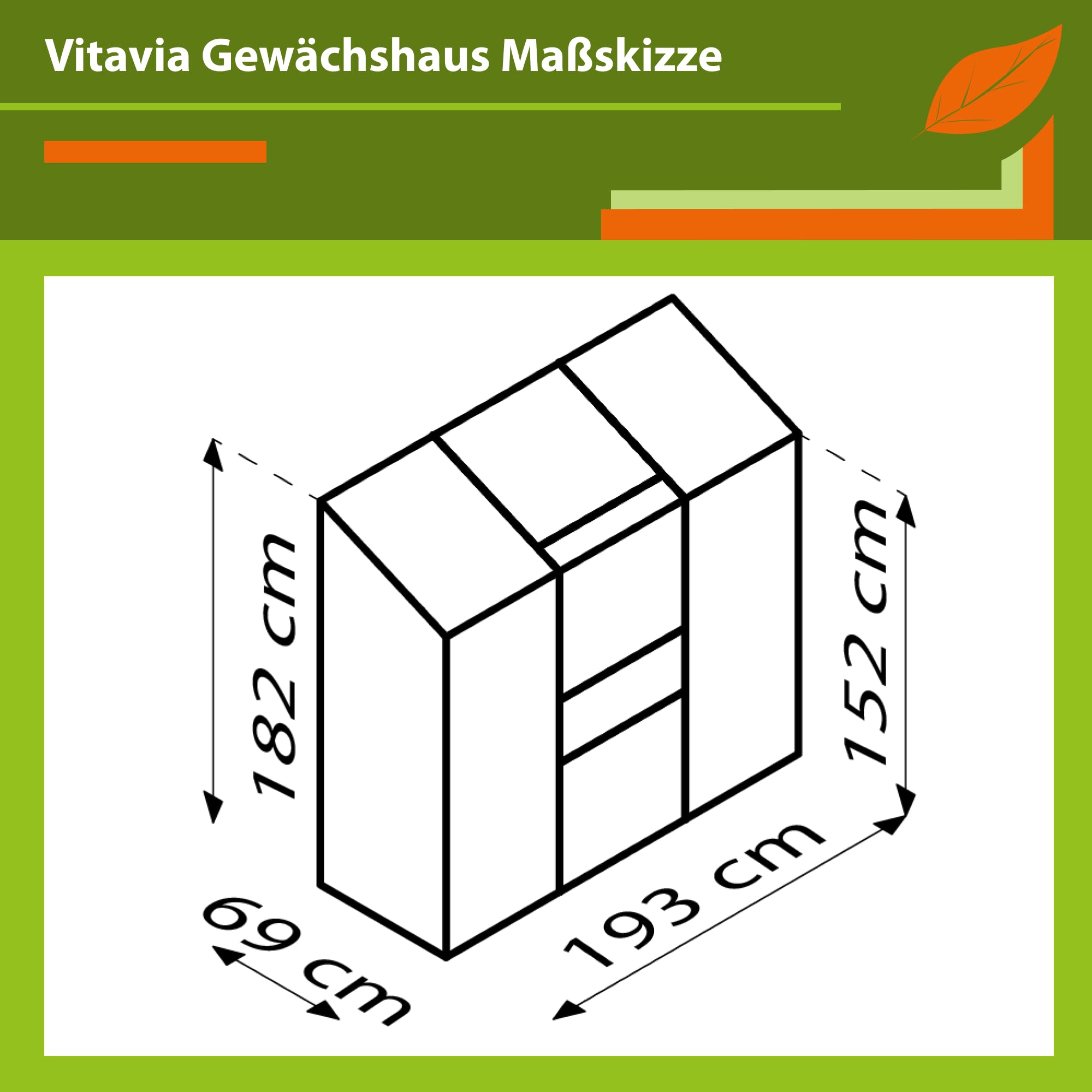 Vitavia Anlehn-Gewächshaus Ida 1300", smaragd grün, 1,3 m², 4 mm HKP | Wetterfestes & stabiles Wand-Gewächshaus zur Pflanzenanzucht | Ideales Treibhaus für Gemüse, Kräuter & Blumen