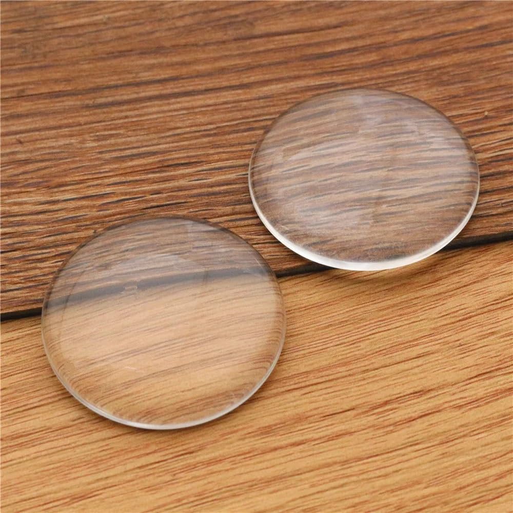 MULANGDI Transparent Glass Lens Dia 6mm 8mm 10mm 12mm 14mm 16mm 18mm 20mm 25mm 30mm 35mm Round Flat Back Clear Glass Cabochon(40mm 2pcs)
