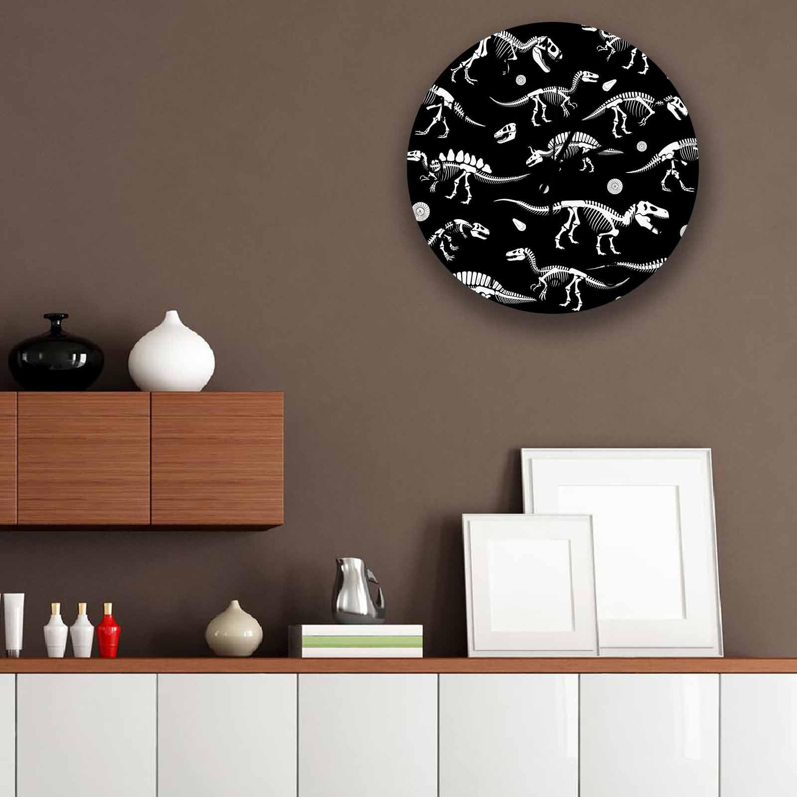 Halloween dinozaur czarny zegar ścienny cichy nietykający zabawny dinozaur czaszka chłopcy dziewczęta dzieci duże zegary ścienne zasilanie bateryjne dekoracja do kuchni salonu łazienki biura szkoły