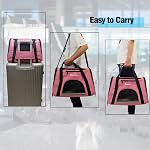 ZaneSun Transporteur de chats Transporteur d'animaux de compagnie Transporteur pour petits chats 15 Lbs,transporteur de chats pour chiens approuvé par ligne aérienne (moyenne, rose)