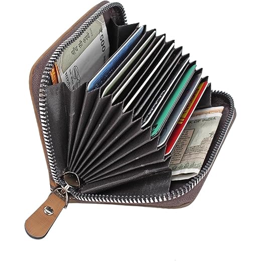 encELade Brown 11 Slot Card Holder Wallet