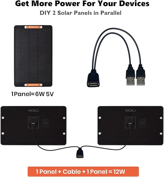 2pcs USB Solar Panel 6W 5V Monocrystalline Mini Solar Panels and 30W Portable Solar Panel with QC3.0 18W USB-A/C Port for Camping,Hiking