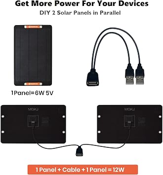 2pcs USB Solar Panel 6W 5V Monocrystalline Mini Solar Panels and 30W Portable Solar Panel with QC3.0 18W USB-A/C Port for Camping,Hiking