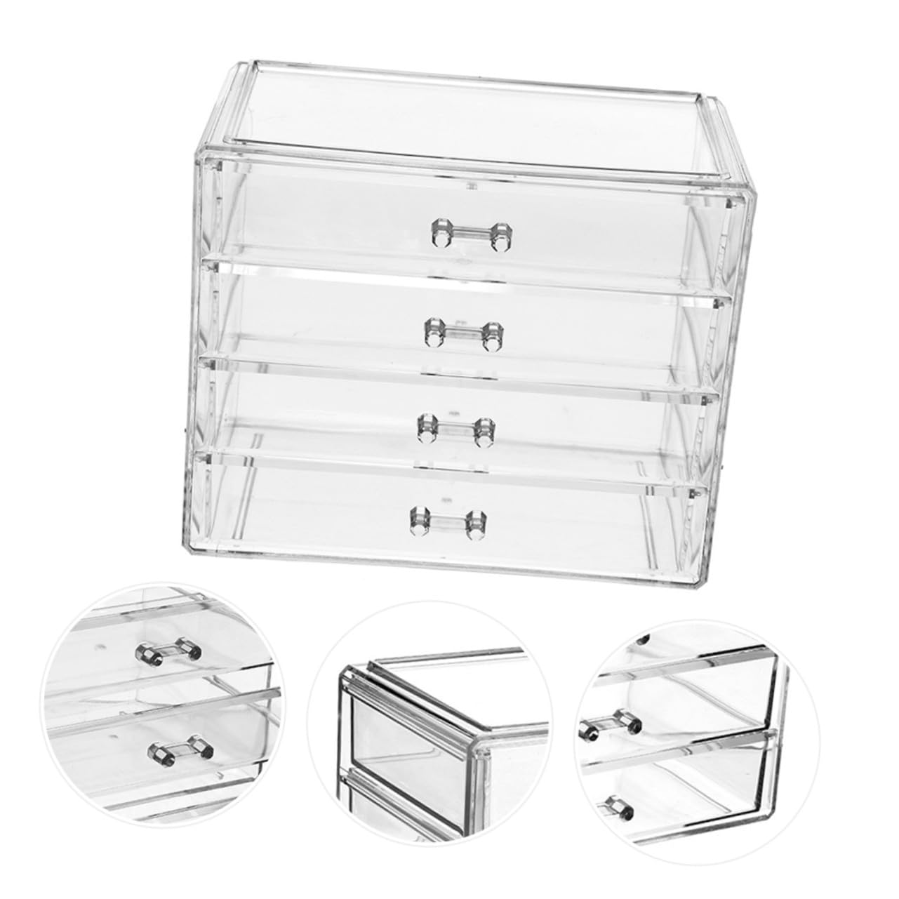 Boîte Cosmétique à Quatre Couches Trousse à Maquillage à Tiroir en Acrylique Transparente Rangement Étanche pour Rouge à Lèvres et Gloss