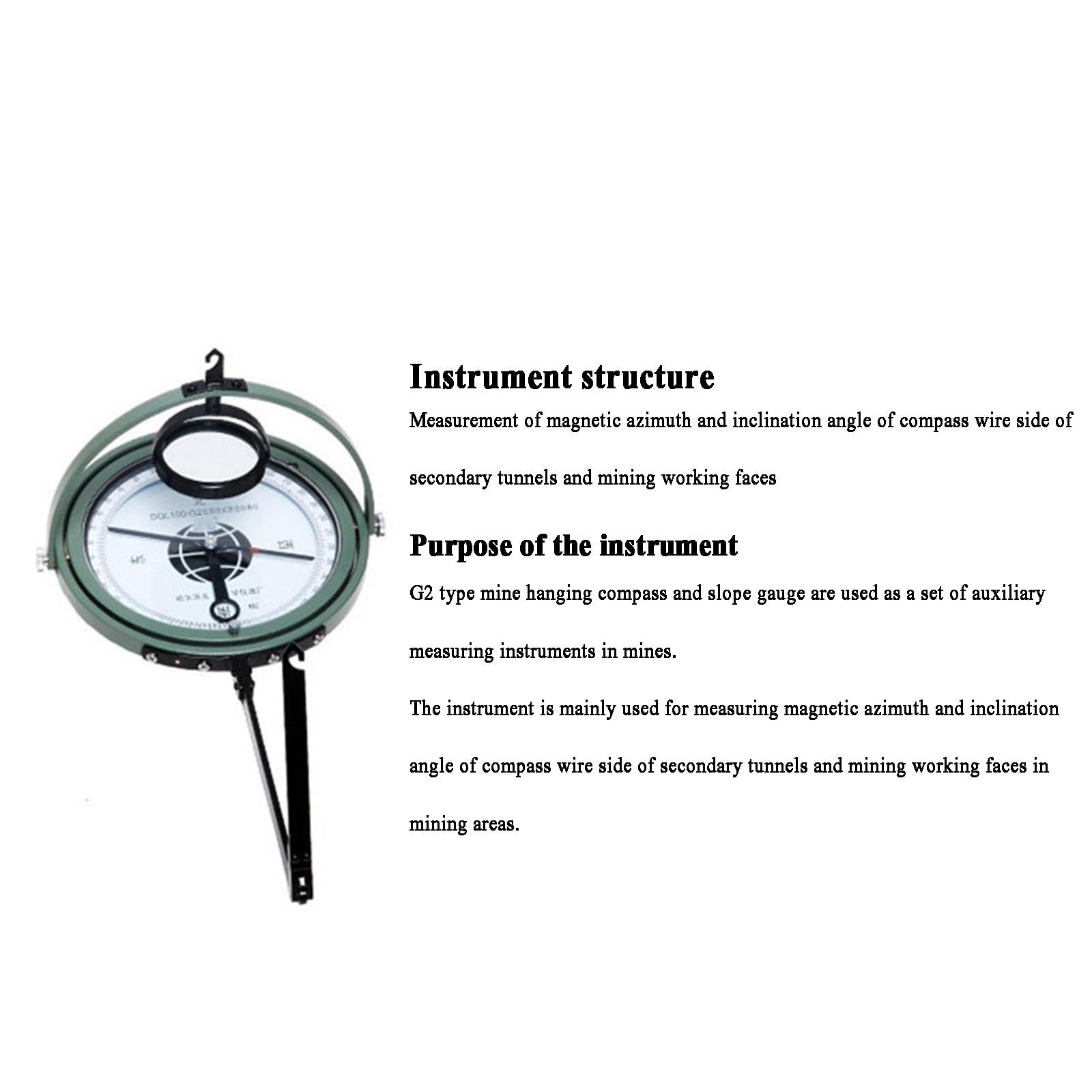 Bergbau-Kompass mit Neigungsmesser, Antimagnetischer Gradiometer zur Richtungsmessung, automatische Nivellierfunktion, langlebige Kunststoffkonstruktion