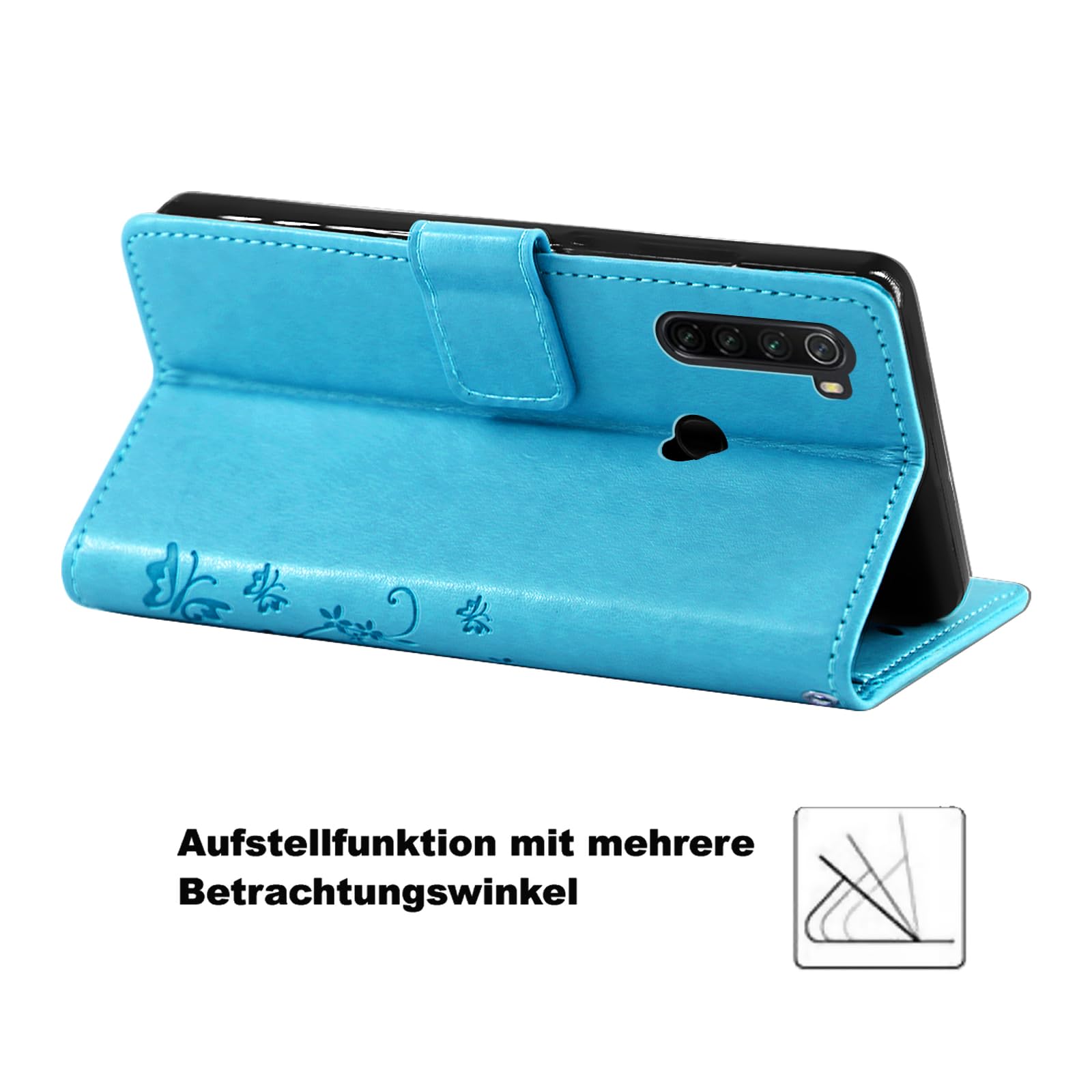 Betterfon Custodia A Libro Per Xiaomi Redmi Note 8 (2021) – Cover Flip In Pelle PU Con Porta Carte E TPU Interno, Funzione Stand, Blu - 2