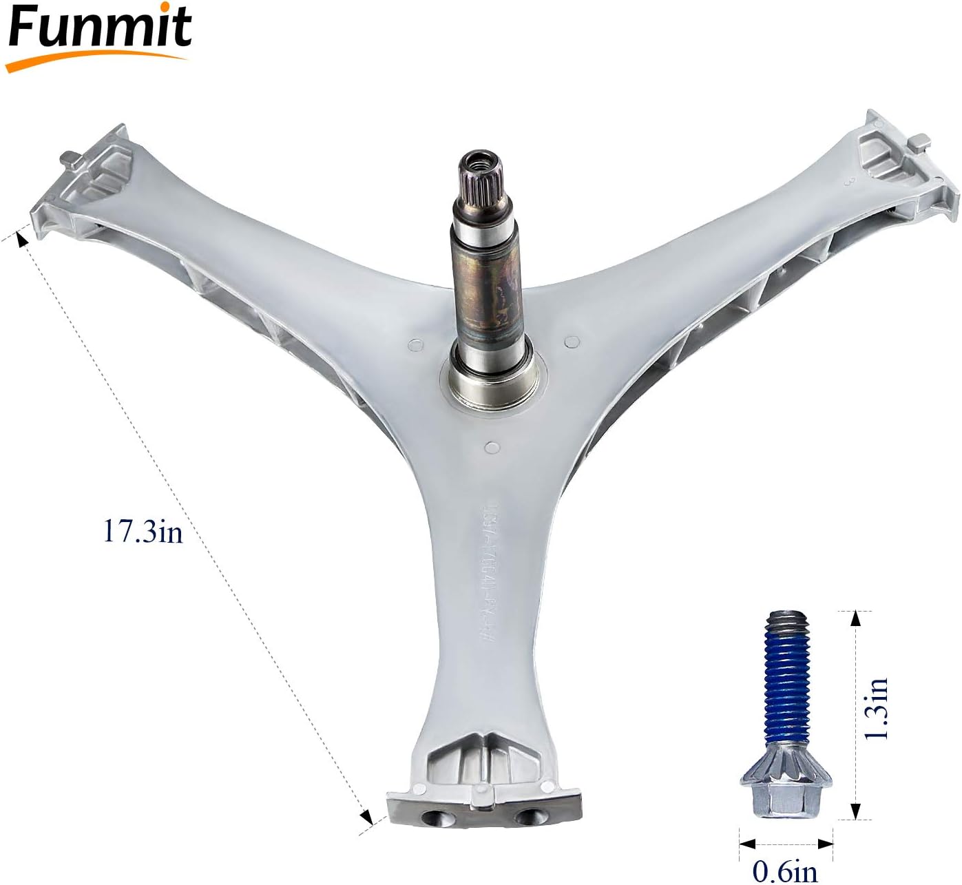 Funmit DC97-17004B Washer Flange Shaft Assembly with DC60-40137A Spider Hex Bolt (6 Pack) Compatible with Samsung Washing Machine Replace DC97-17004E 4000061 AP5800144 PS8764285