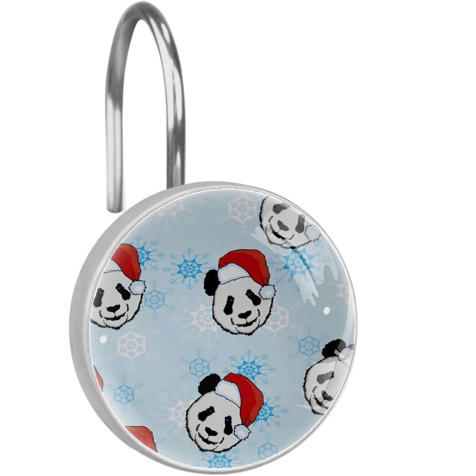 Lot de 12 crochets pour rideau de douche panda de Noël, idée cadeau déco idéale