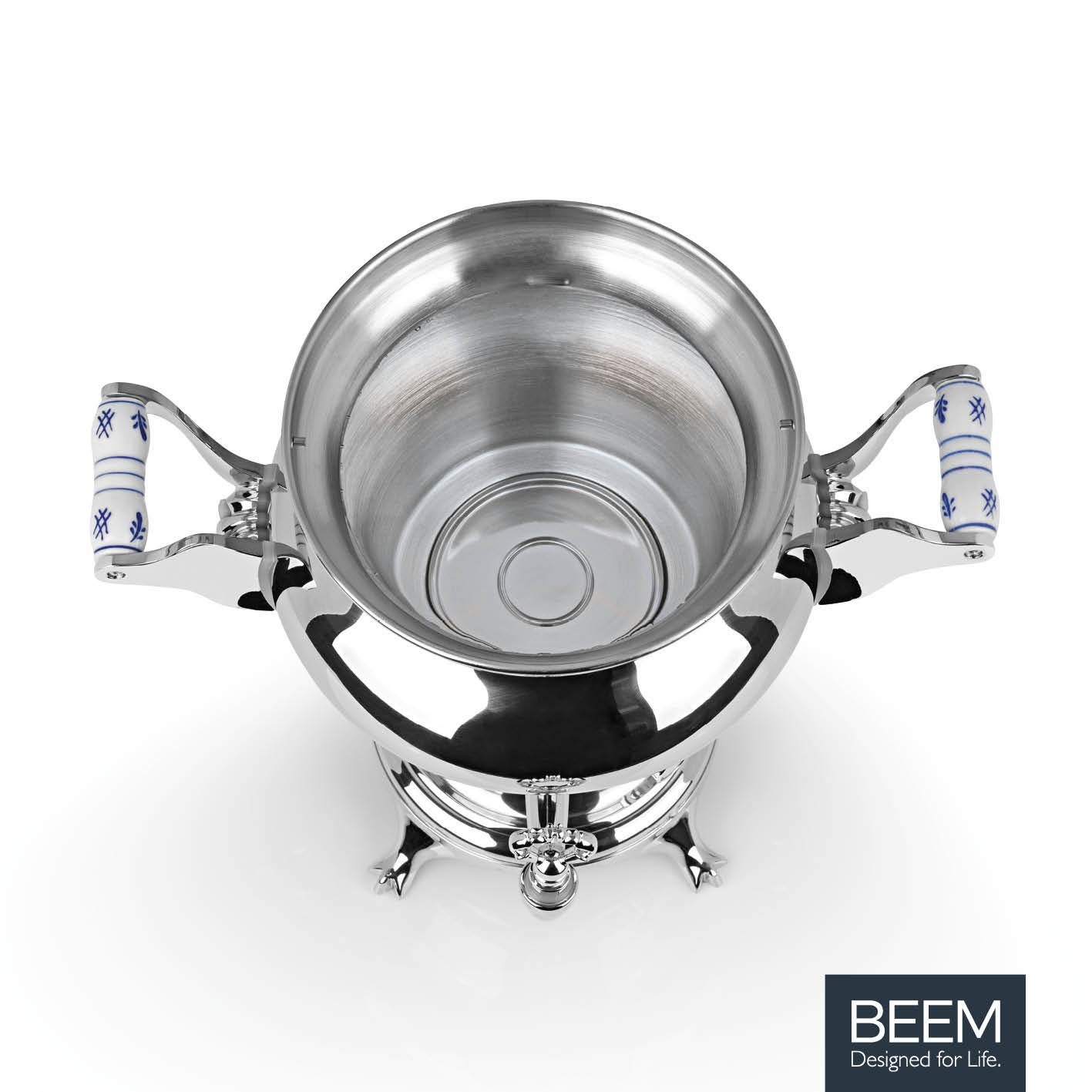 BEEM SAMOWAR Rebecca - 5 l, Teekocher elektrisch, Edelstahl, 5 l Wasserbehälter, 1,3 l Teekanne, Privat, Hotel & Gastro geeignet, Silber
