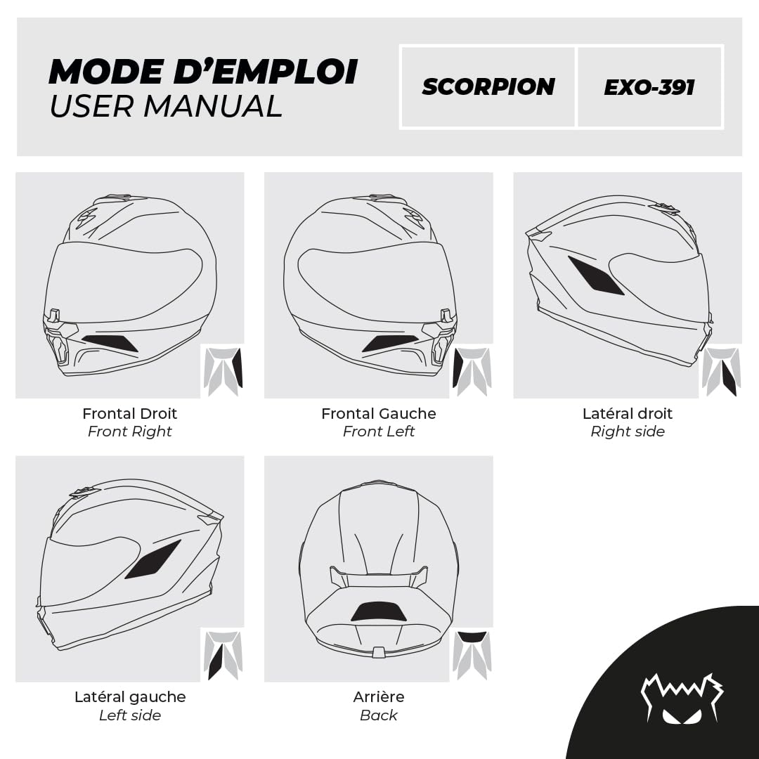 Kit 5 Stickers Réfléchissants Repositionnables Pour Casque Scorpion Exo 391 - Technologie 3M, Conforme Norme ECE 104
