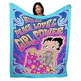 Artopia Comfy Minky Plush Blanket - Betty Boop Peace Love Large Warm Fluffy Fuzzy Throw Blanket for Living Room, Bed, Sofa, Home (50' x 60')