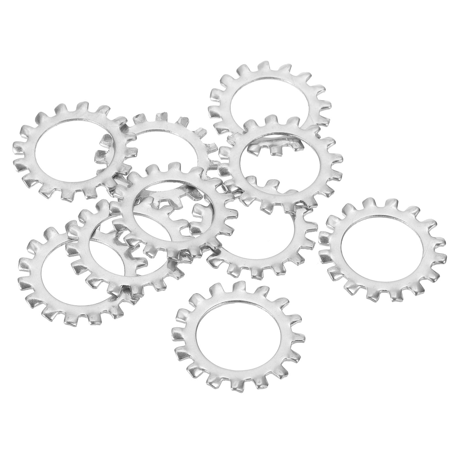 sourcing map 10 Pcs 304 Stainless Steel External Tooth Lock Washers, M20 Star Locking Washers for Screw Bolt Mechanical Equipment Fasteners, Silver