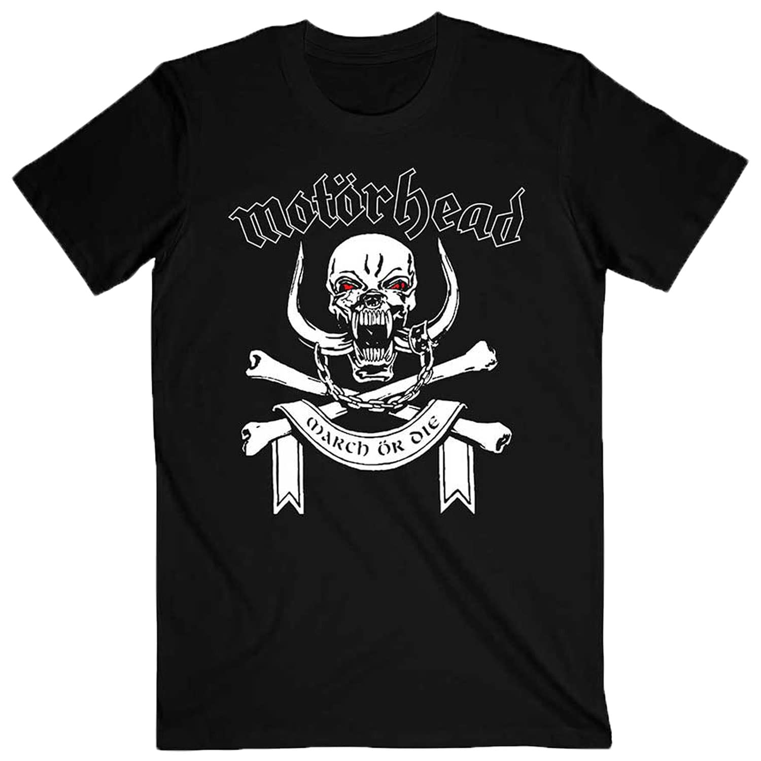 Motorhead Black 'March Or Die Lyrics' (Black) T-Shirt (Large)