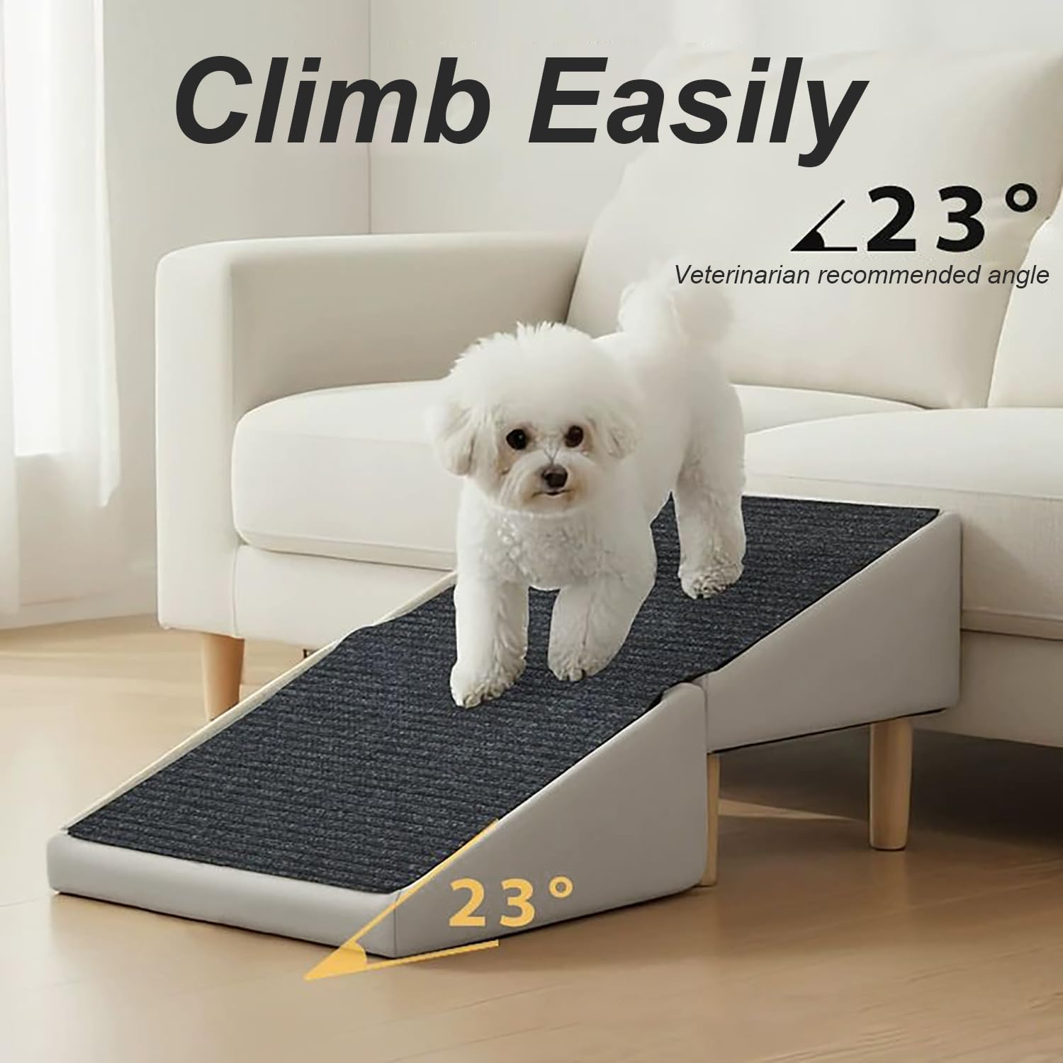 Rampe pour Chien，Siège & Escalier pour Chien Antidérapant 2 en 1，Rampes Multifonctionnelles Légères pour Chiots pour Lit，Mobilier Pliable et Esthétique pour Intérieur