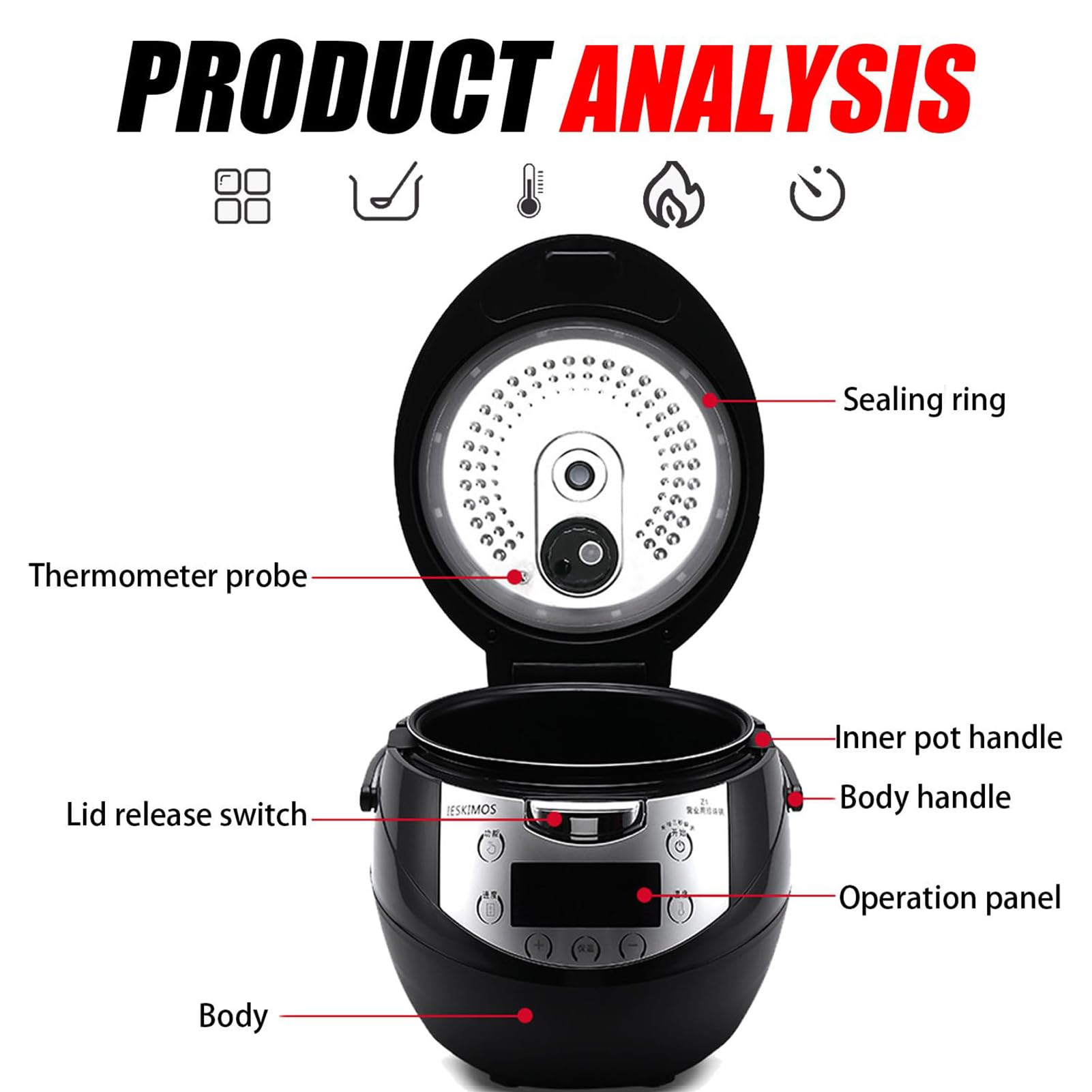 Máquina de 5l-16l Olla de Perlas Totalmente Automática con Panel Táctil Inteligente y Ajuste de Temperatura y Temporizador Sonda de Temperatura Máquina Comercial de Té de Leche Bubble 16L