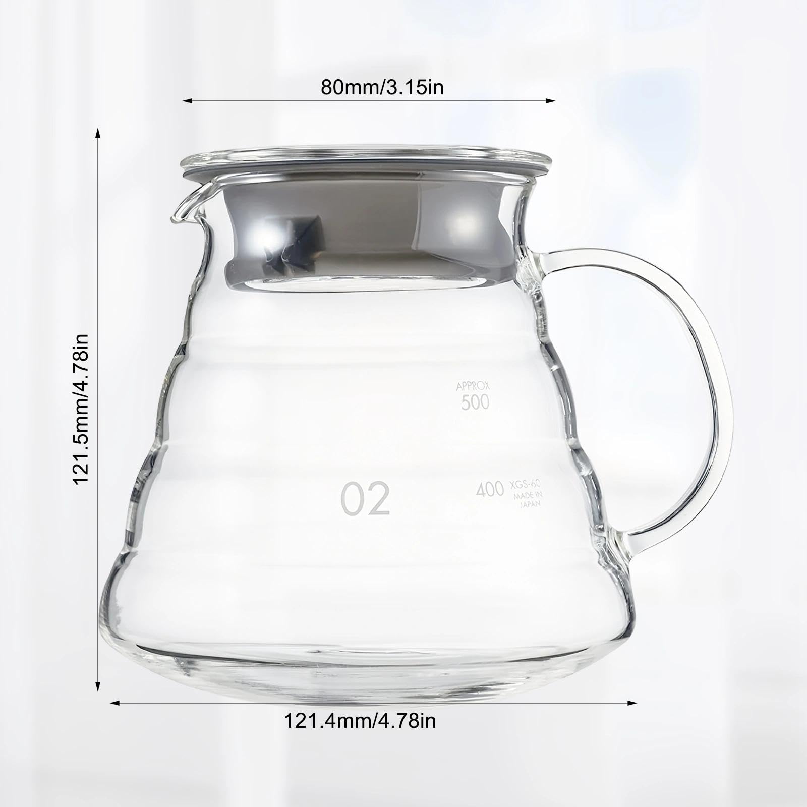 HASLED 600ml Glas-Kaffeekanne mit Deckel, Kleine Teekanne aus hitzebeständigem Borosilikatglas, Tropffreier Ausguss für Kaffee und Tee – Transparent
