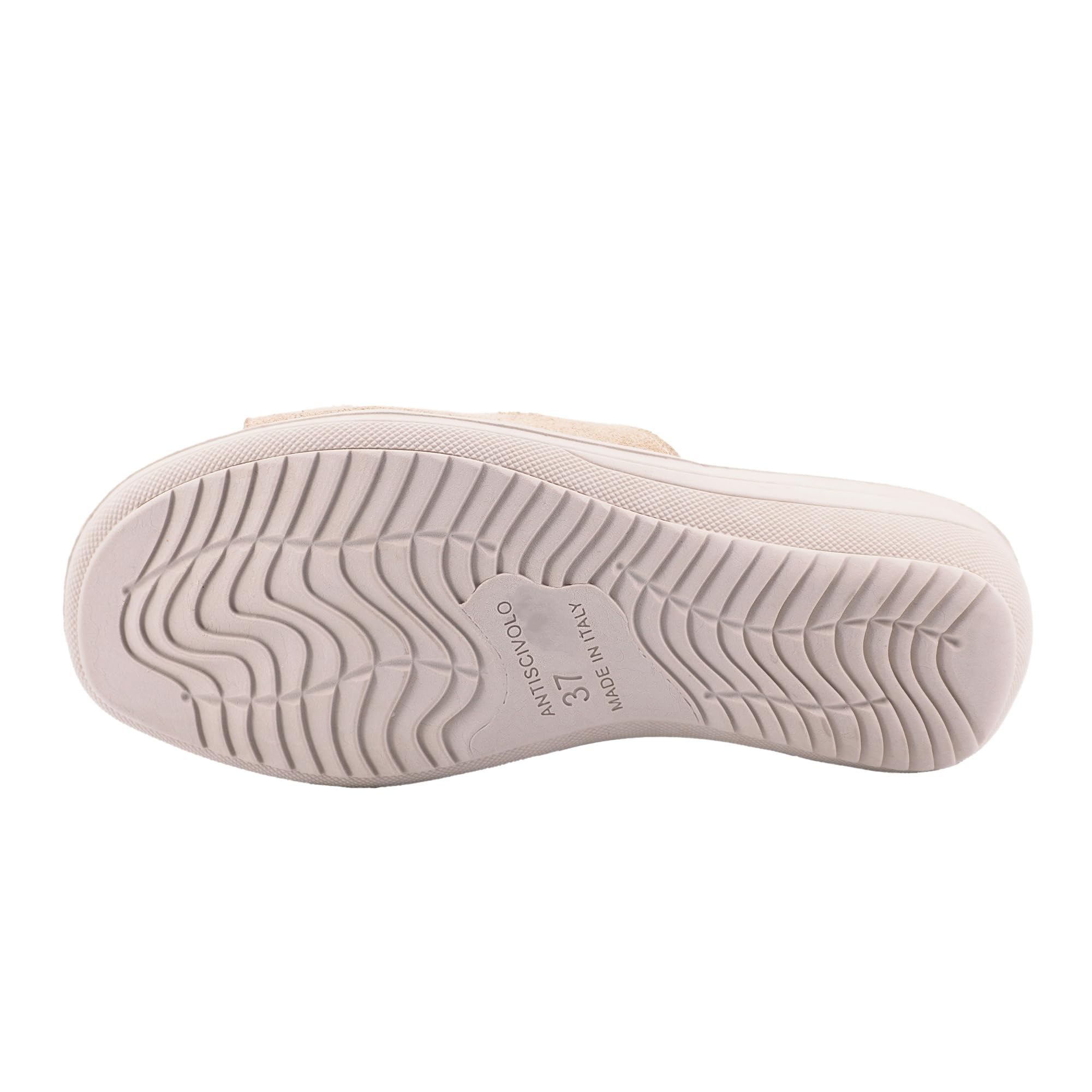 JOMIX Ciabatte da Donna con Zeppa e Strappo Regolabile Sandali Slides in Pelle Sintetica Scarpe Casuali Antiscivolo per Primavera Estate Prodotte in Italia ITD2602