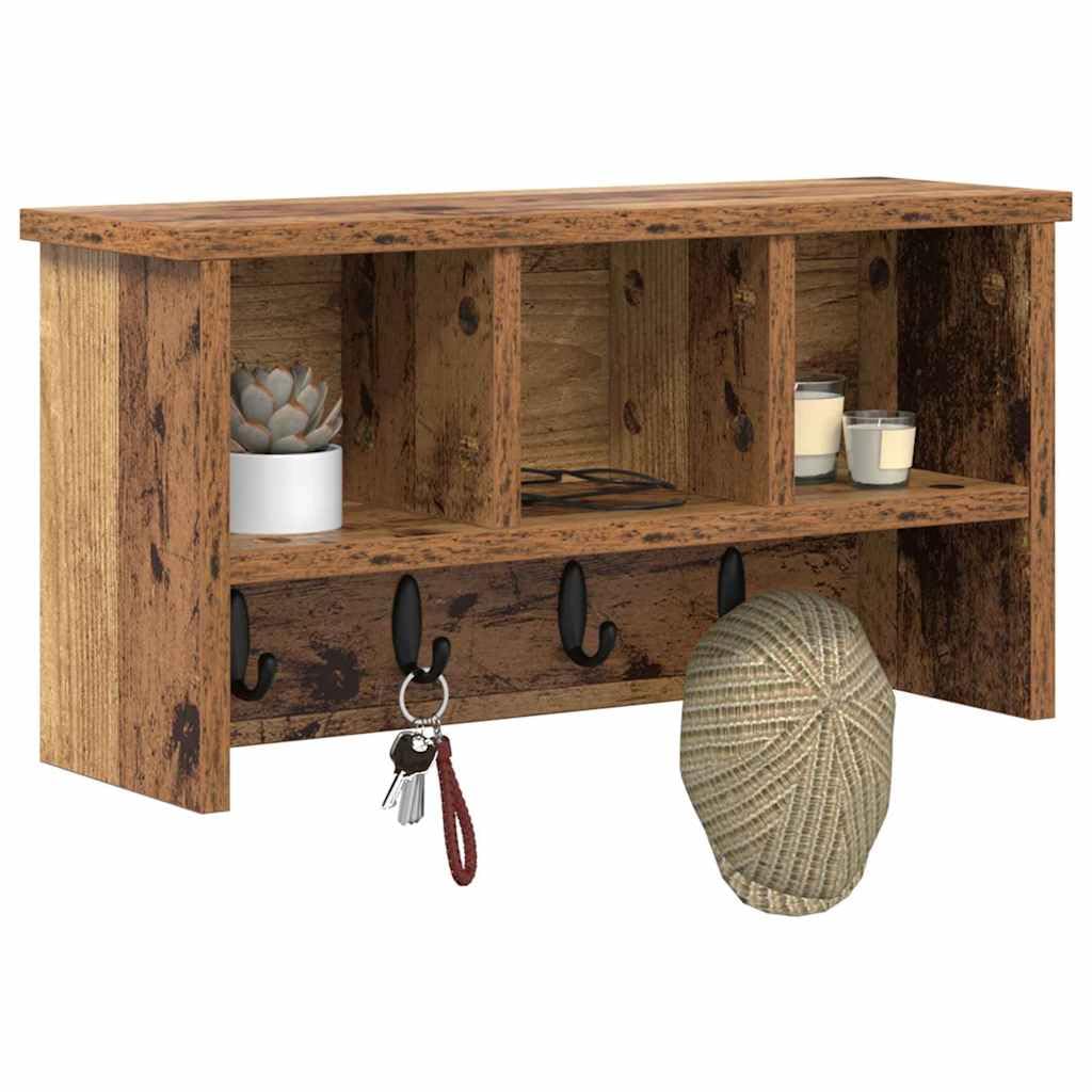 Wandgarderobe mit Regalbrett Altholz 50x16x26 cm Holzwerkstoff Modernes Design für Flur Eingangsbereich und Wohnzimmer