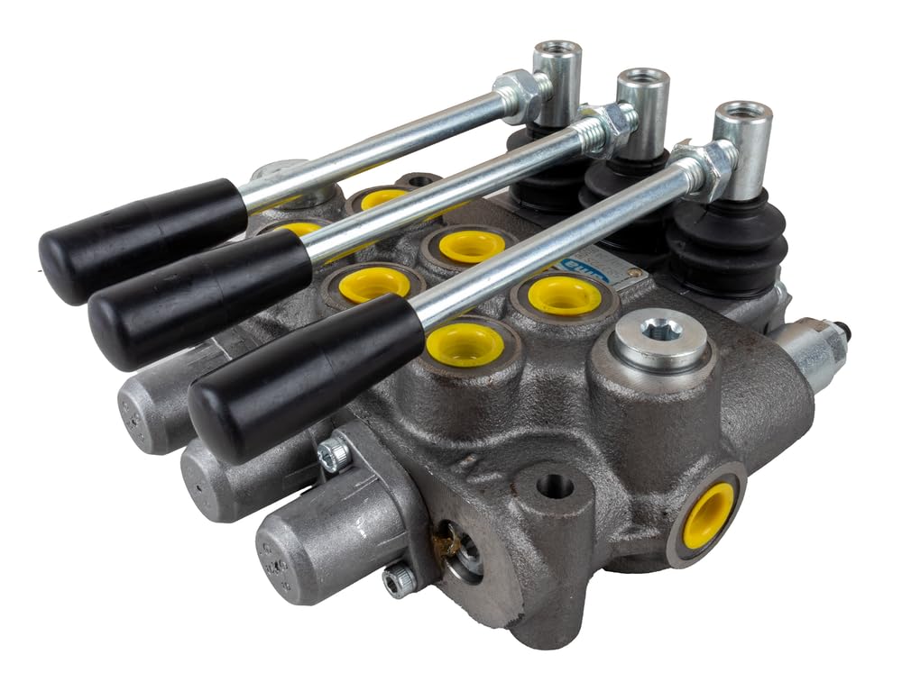 Distributeur hydraulique Ama Basic pour tracteurs 3/8" et à 3 leviers : Distributeur hydraulique double effet avec rappel par ressort, Débit 40 L/min, Pression maximale 180 bar