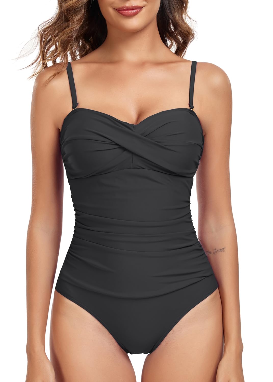 JoweechySwimming Costume Women Twist-Front One Piece Tummy Control Swimsuits Ladies Swimwear Bathing Suit