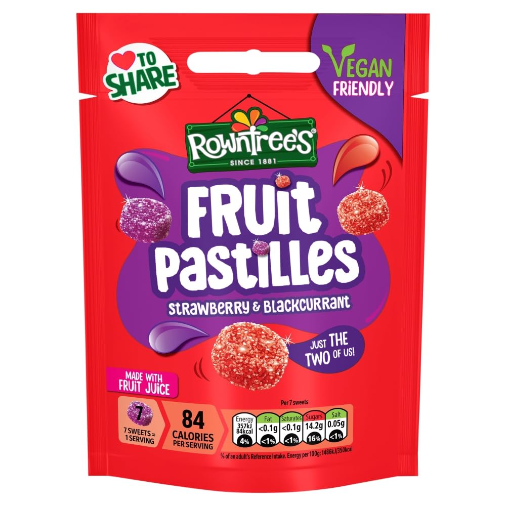 Fruit Pastilles Strawberry & Blackcurrant Vegan Friendly, 5.04 oz ℮ 143 g
