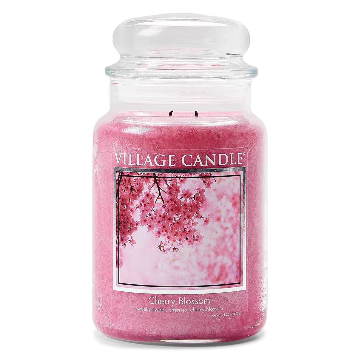 Village Candle Cherry Blossom 26 oz Glass Jar Scented Candle, Large