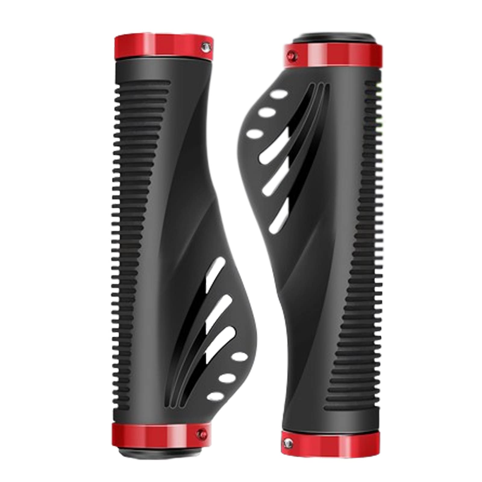 Fahrradlenker, Lenkererhöhungen, Fahrradgriffe for den Lenker, rutschfest, bequem, Gummi-Fahrradgriffe for den Außenbereich, Straßen- und Mountainbike-Griffe(Black red)