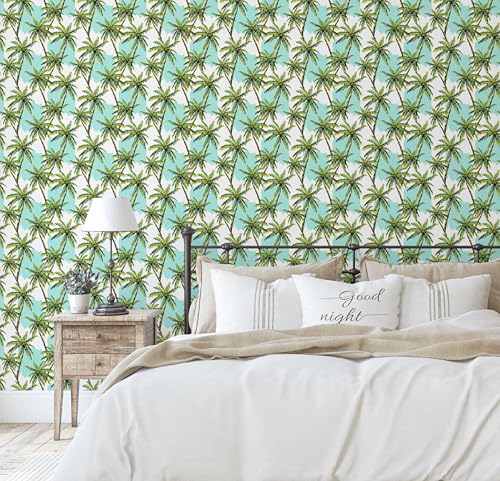 Papier peint palmier tropical autocollant pour masquer les défauts des murs - 6