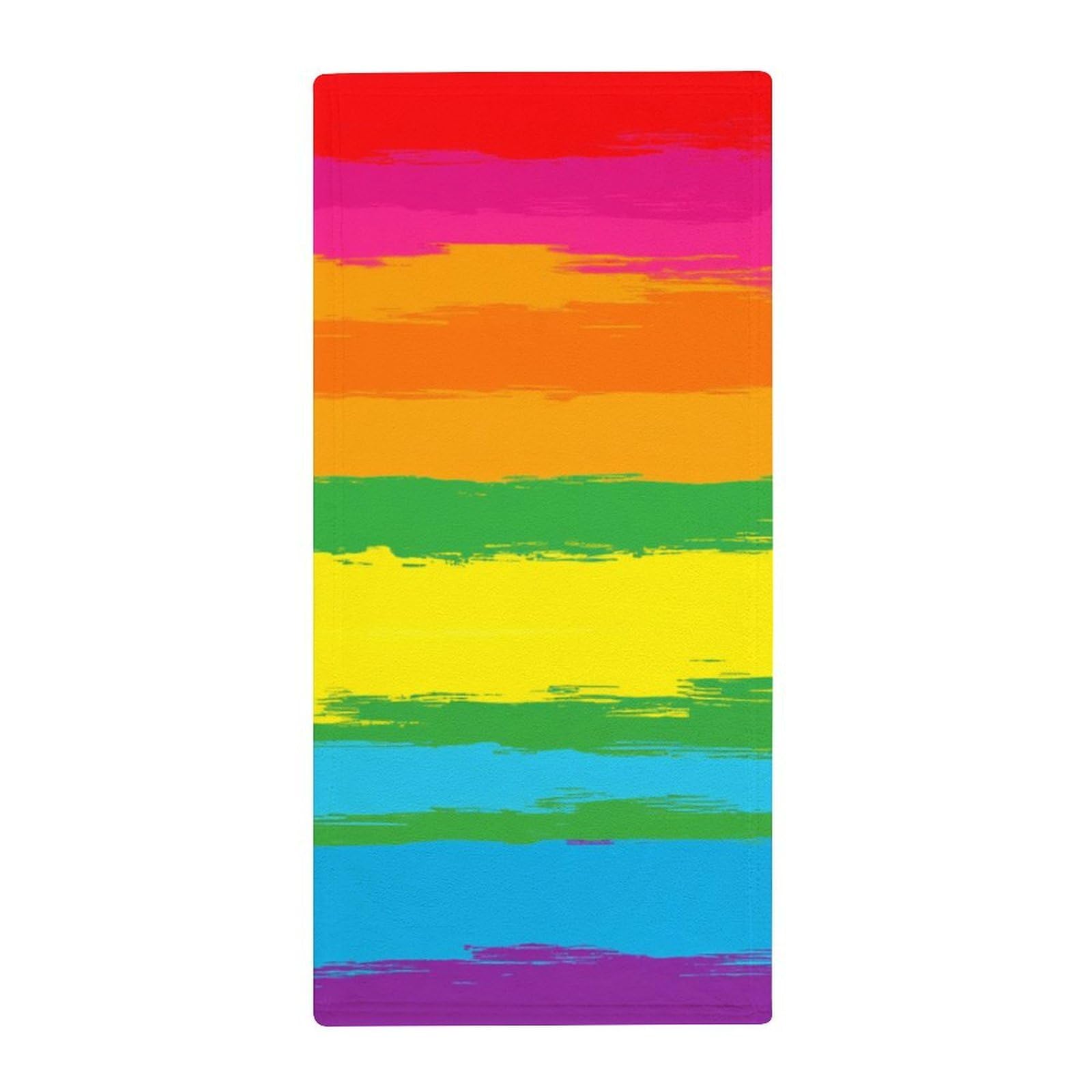 Anceky Decorative Hotel Bath Towels, LGBT Gay Lesbian Flag Soft Absorbent Hand Towels for Guest Rooms & Kitchen Use
