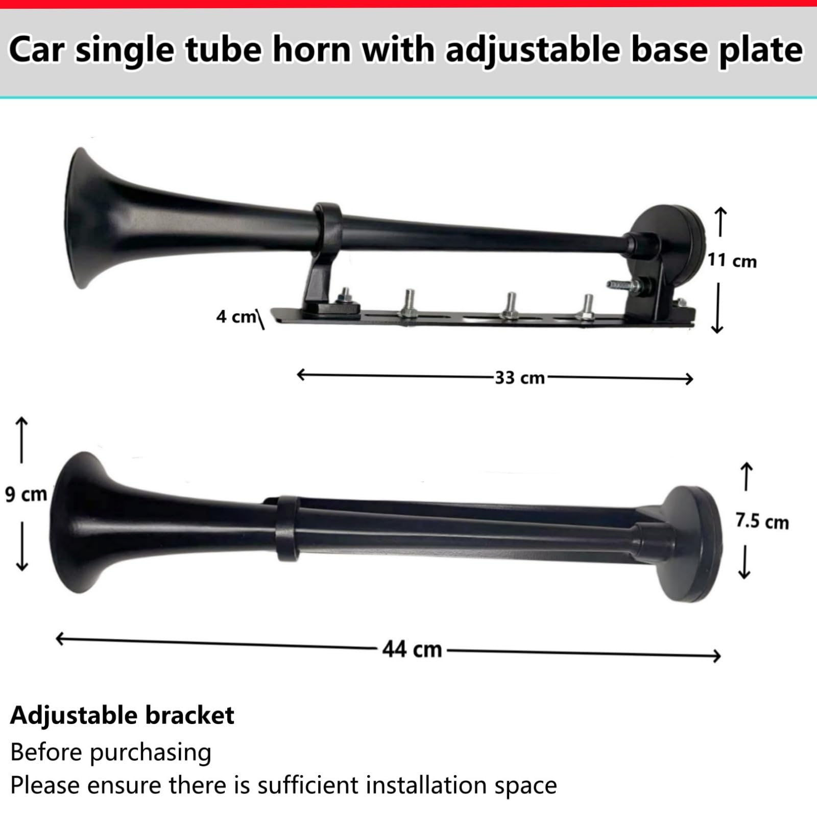 Alarma de bocina de coche, bocina de sirena, trompeta, color negro, diseño innovador y accesorios ajustables, 150 db, bocina de zinc cromado, bocina de aire con bomba de aire, altavoz fuerte