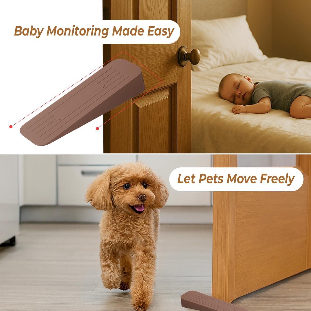 Rubber Door Stopper Wedge, Heavy Duty Anti-Slip Door Holder & Blocker with Strong Grip for Tiles, Marble, Wood, Carpet & Cement Floors | Home, Office, School & Warehouse Use (Brown) — Amazon image 4