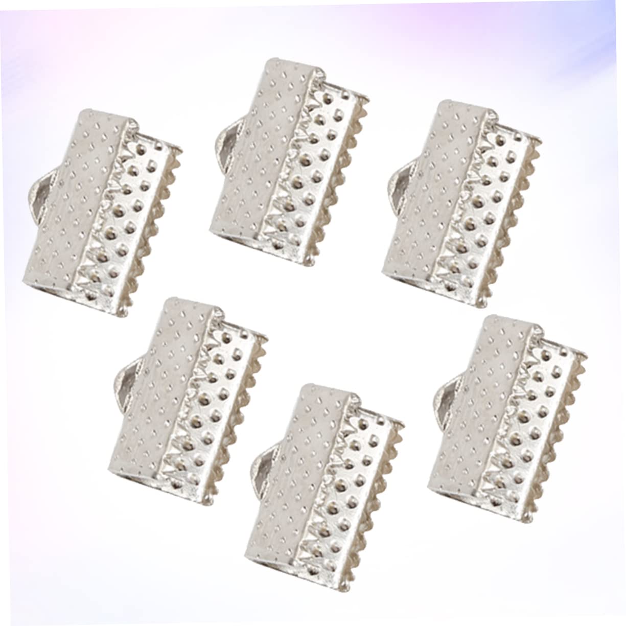 COHEALI Ribbon Ends Crimp Cord End for Jewelry Pinch Crimp Ends Assortment Set 100pcs White Metal Crimp Clamp Ends