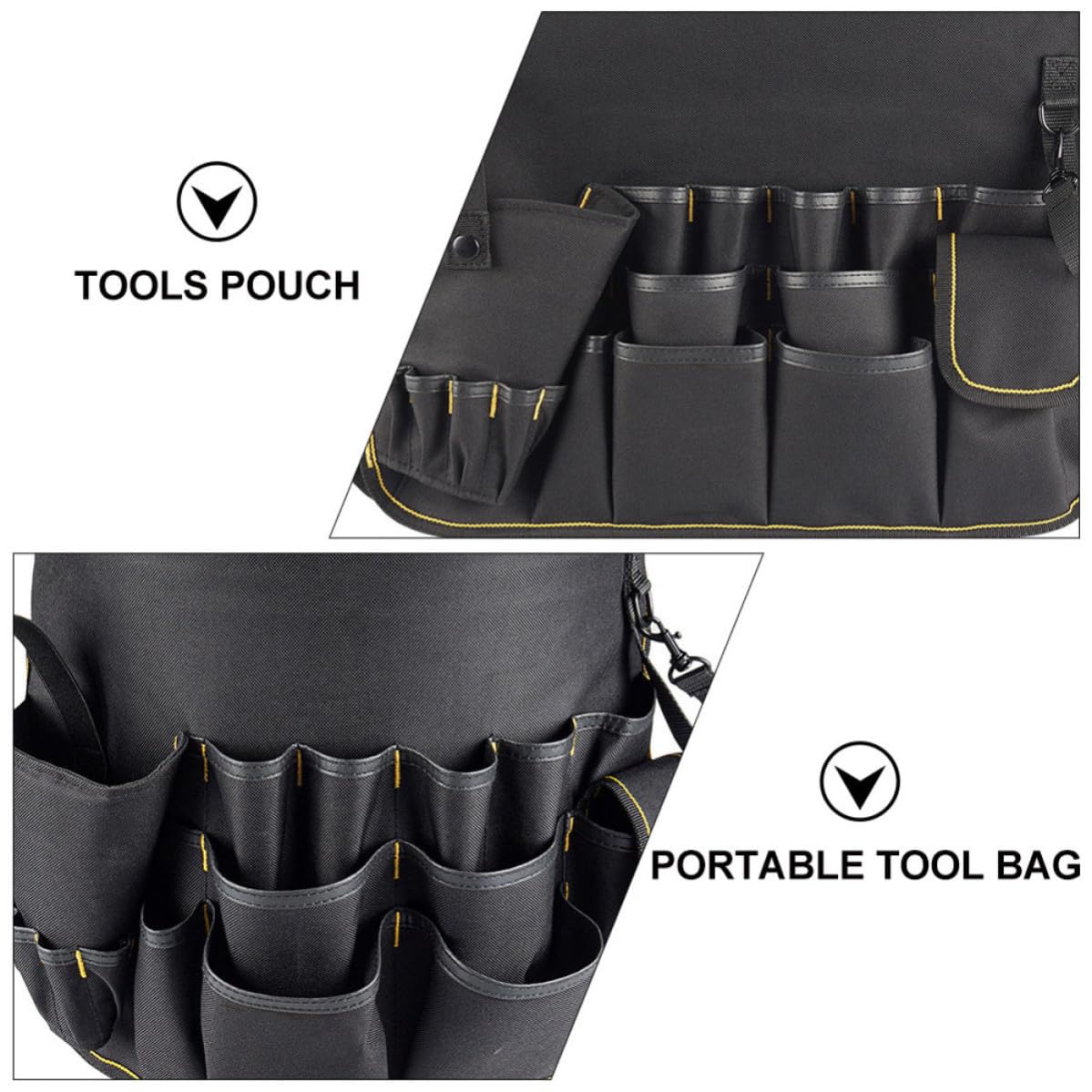 Garneck Borsa Porta Attrezzi da Giardino Oxford Nero con Tasche Multiple e Design Multi-scomparti per Organizzazione e Trasporto Facile degli Utensili