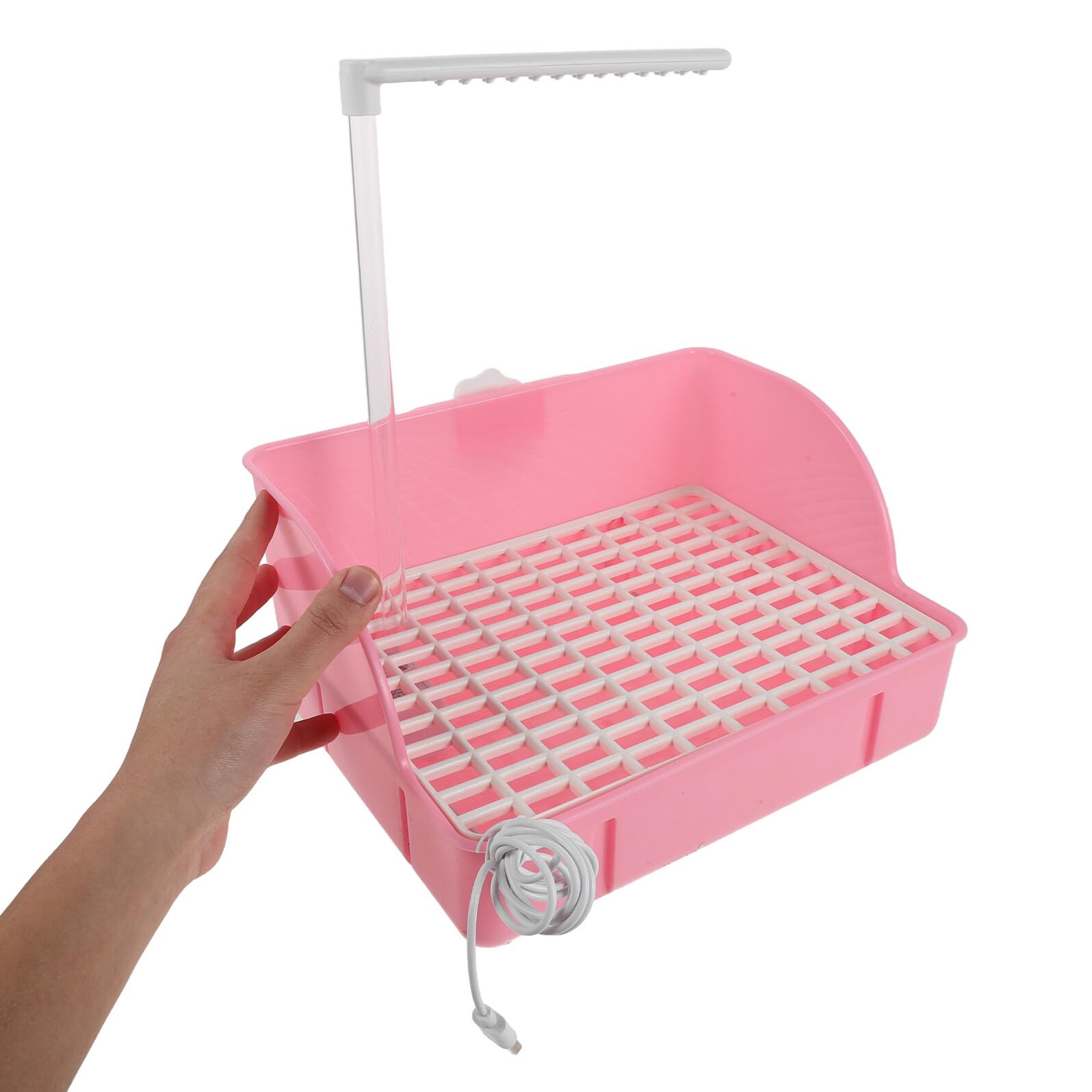 Vasca da Bagno per Uccelli Pappagalli Rosa Funzione di Circolazione e Filtraggio Silenzioso, Box Doccia Multifunzionale per Parrocchetti e Calopsitte, Accessorio per Gabbia