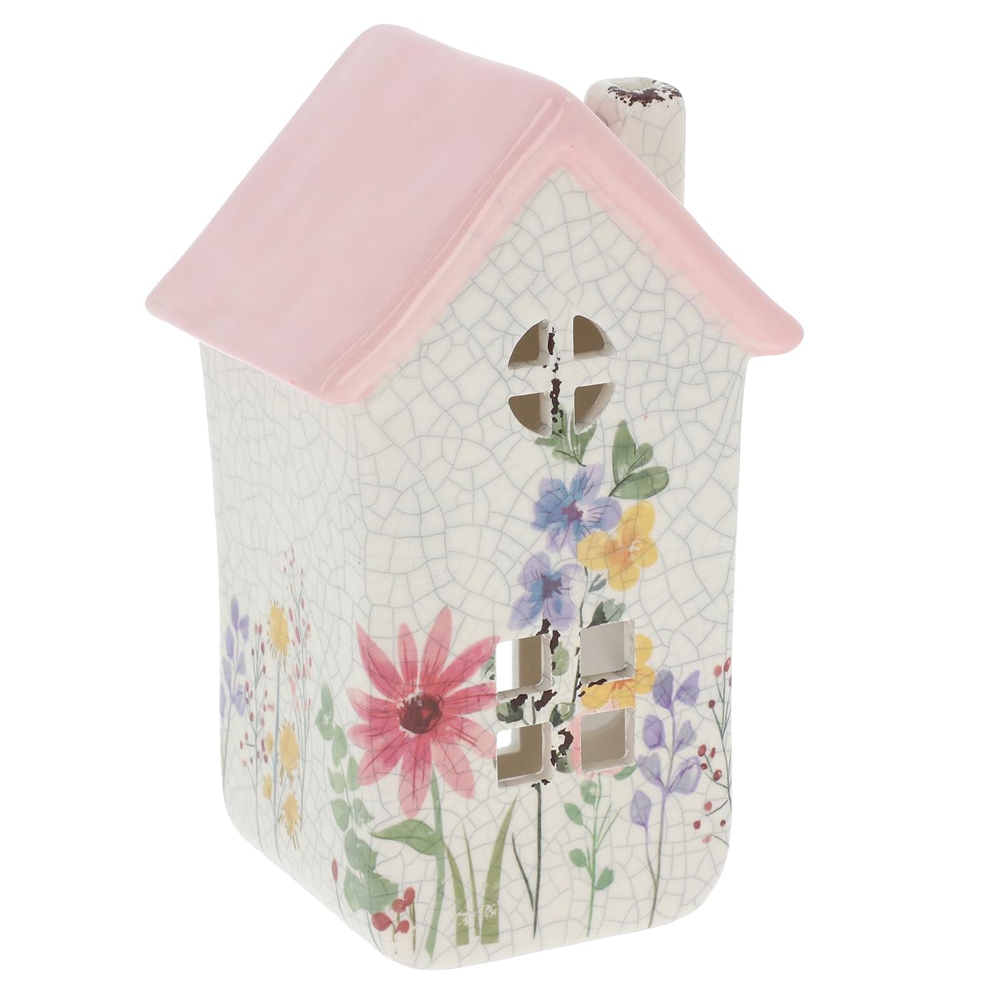 Shudehill Giftware Garden House Tealight Holder – Decorative Ceramic Candle Lantern for Home & Garden with Round Window Small