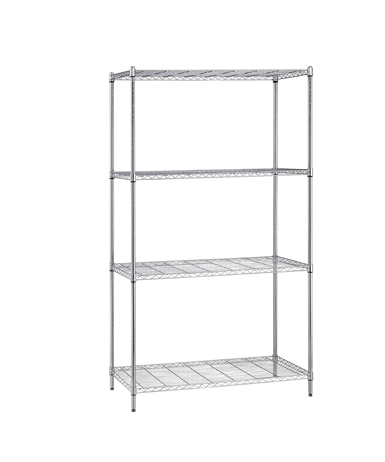 Quantum Storage Systems WR63-1824C Starter Kit for 63" High 4-Tier Wire Shelving Unit, Chrome Finish, 800 lb. Per Shelf Capacity, 18" Width x 24" Length x 63" Height