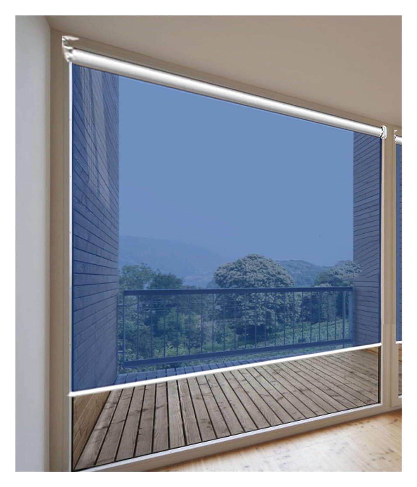 One Way Roller Blinds Window Tint Shades Blue Anti UV See Through Curtain With Fittings Pull Down Mirrored Privacy Shade(80x120cm)