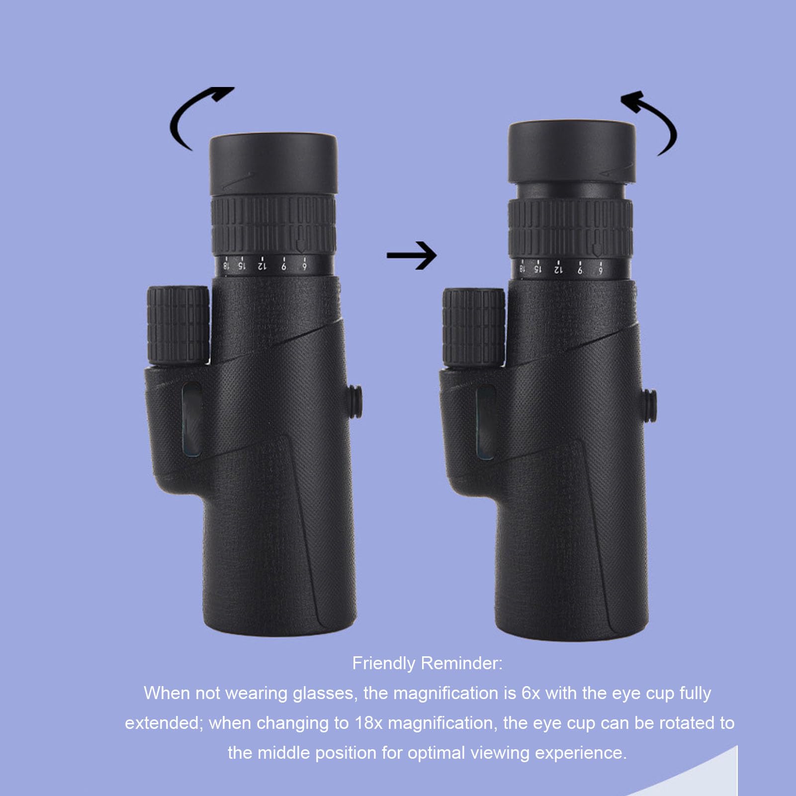 Jiawu Telescopio Monoculare, Ingrandimento Regolabile con Zoom 6x-18x con Armatura in Gomma, Cannocchiale Monoculare HD per Birdwatching Campeggio Escursionismo Viaggi