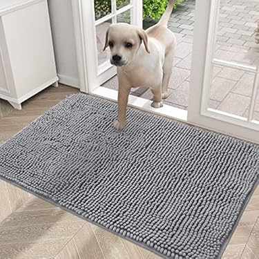 AMAZON - OLANLY Dog Door Mat for Muddy Paws, Absorbs Moisture and Dirt, Absorbent Non-Slip Washable Mat, Quick Dry Microfiber, Mud Mat for Dogs, Entry Indoor Door Mat for Inside Floor(36×24 Inches, Grey)