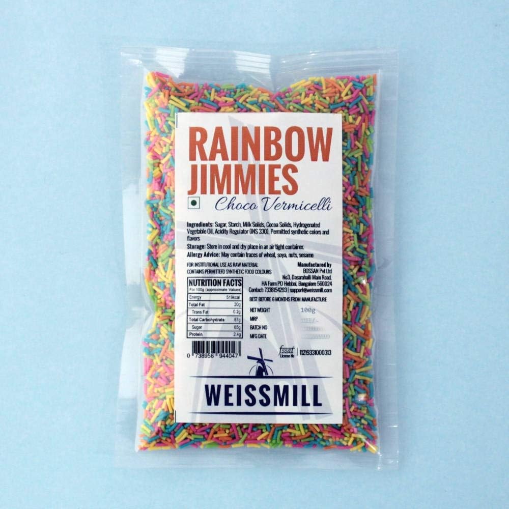 Weissmill - Rainbow Jimmies - Choco Vermicelli - 100g