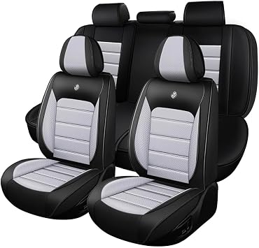 Leather Car Seat Covers for Lexus ES 350 2007-2024,Waterproof Soft Seat Covers,Interior Accessories Seat Covers Protector Airbag Compatible5pcs Black&Gray Standard