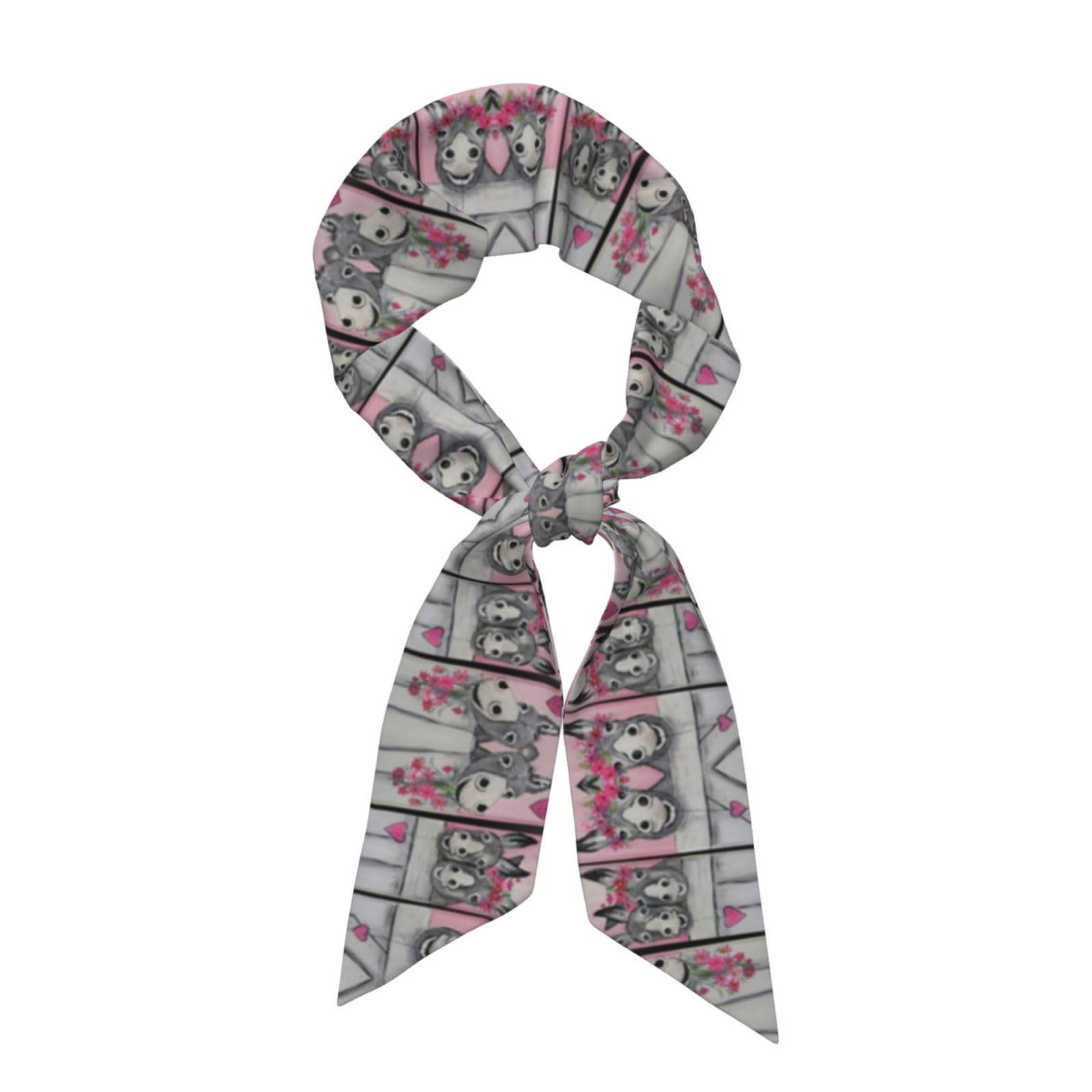EdWal Donkey And Flower Printed Scarves, Fashion Women'S Scarf, Women'S Fashion Oblique Angle Satin Scarfs