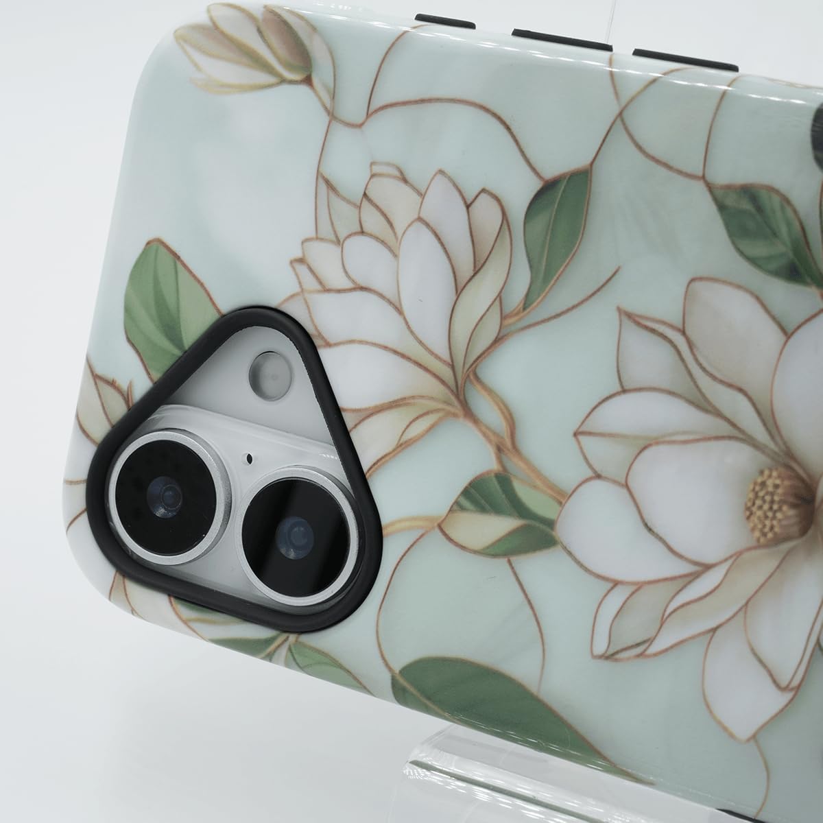 for iPhone 17 Case, Hybrid Dual-Layer Soft Silicone and Hard Shell Durable Shockproof Phone Cover with Wildflower Design, Vintage Magnolia Flowers - Image 3