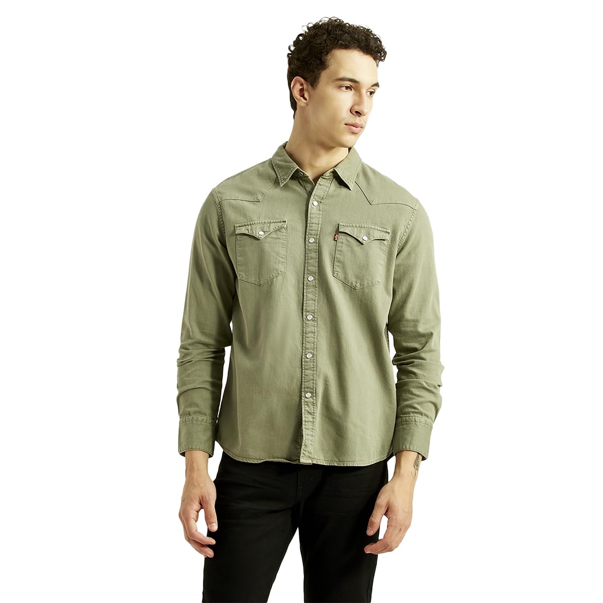 levi's Men's Solid Olive Slim Fit Shirt-picture-28