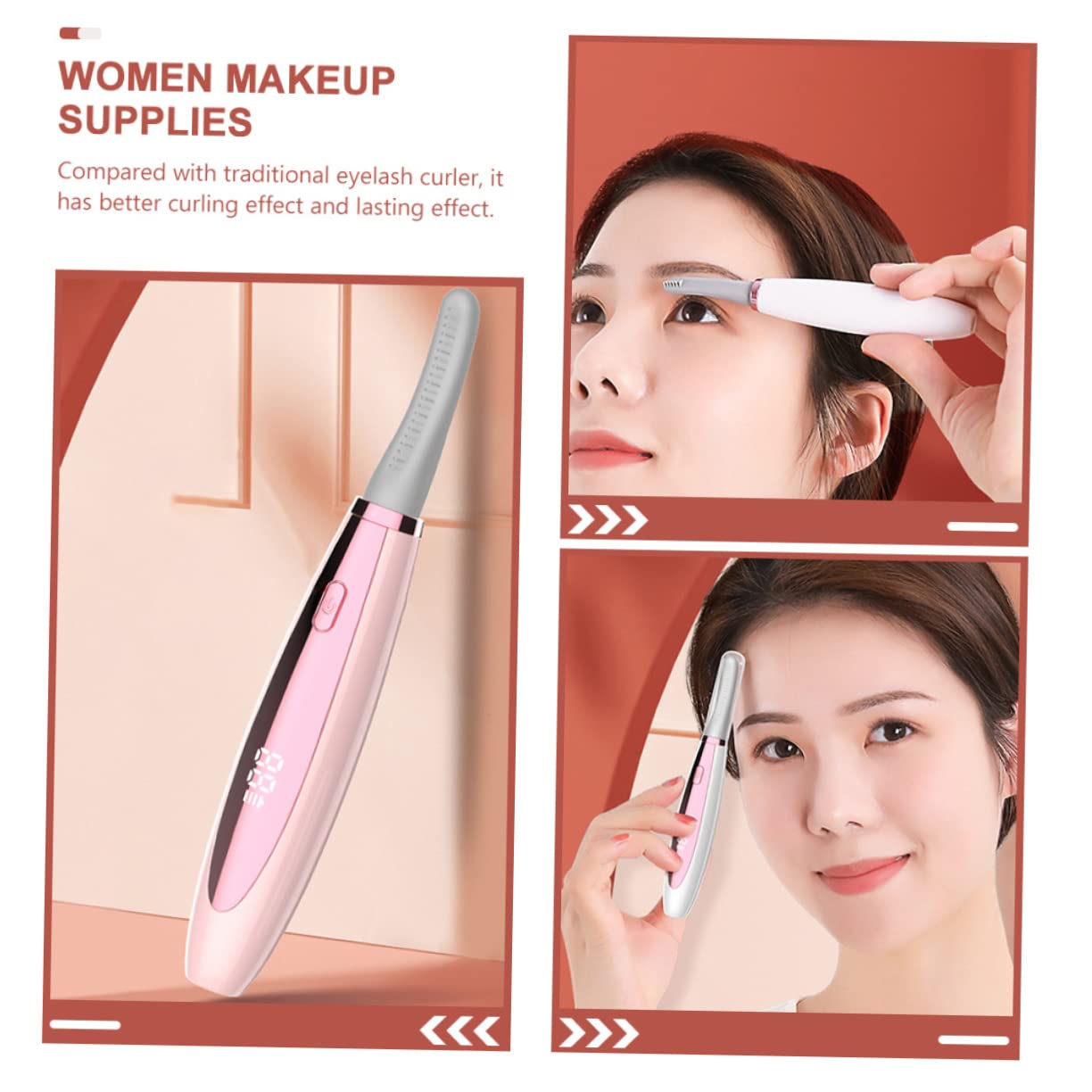 MAGICLULU 3piezas Rizador De Pestañas Eléctrico Calentado Portátil Efecto Natural Herramienta De Maquillaje Para Mujeres Calefacción Rápida y Diseño Ergonómico