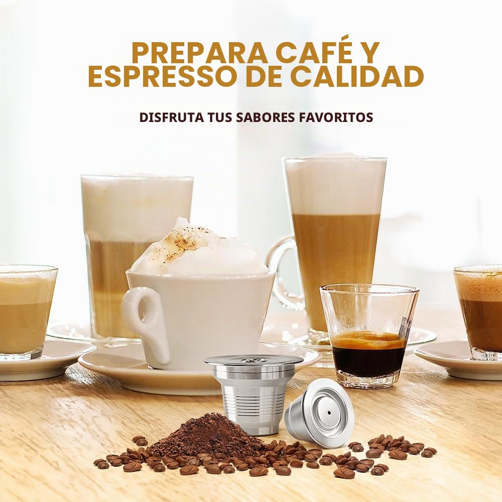 Cápsulas de café reutilizables de acero inoxidable para tazas grandes y pequeñas, compatibles con L'OR Barista LM8012/60, vainas de café rellenables de metal para la máquina de café